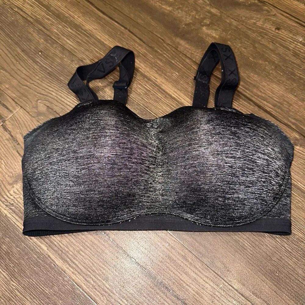 Victoria’s Secret black heathered 34D strappy sports bra